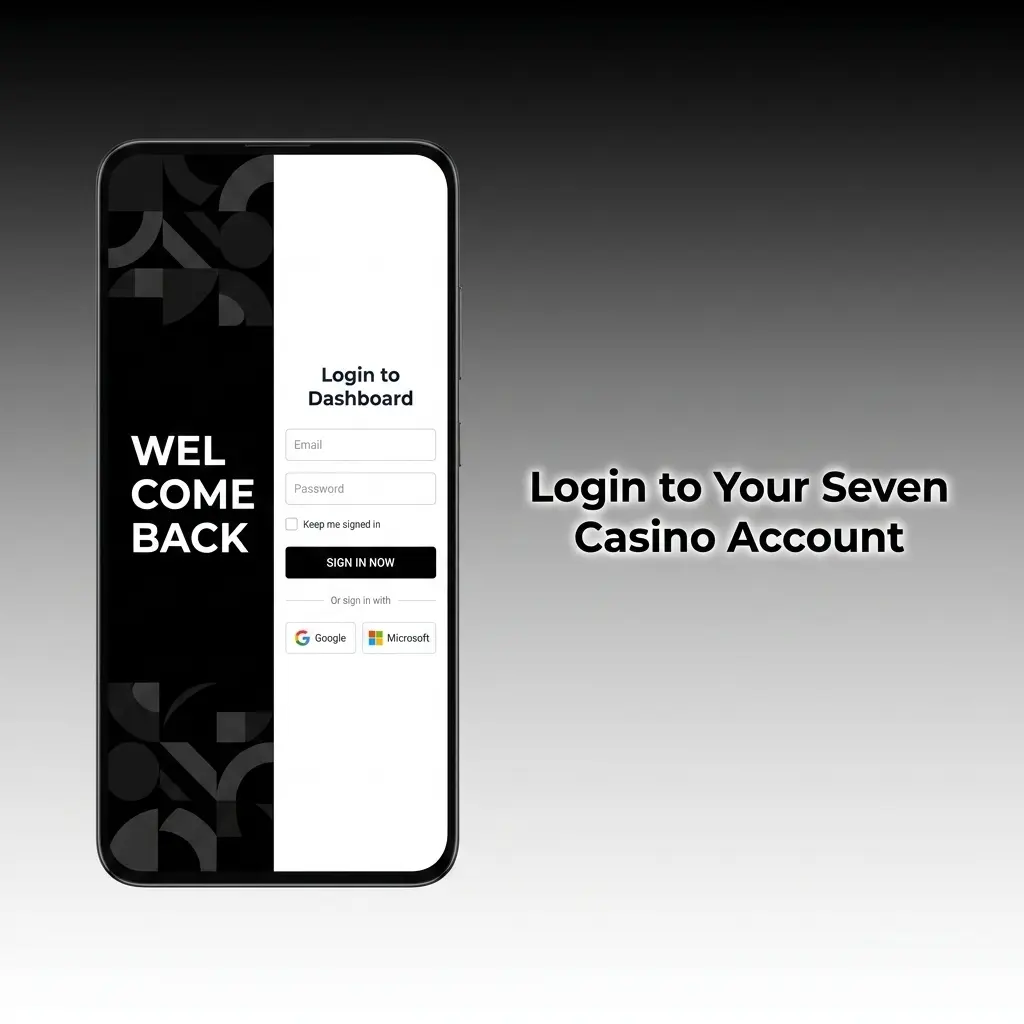 Seven Casino account login page showing step-by-step sign-in process with credentials and 2FA authentication
