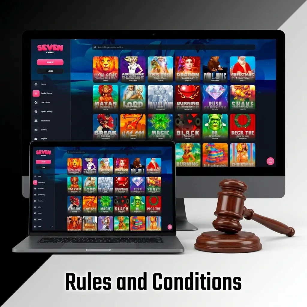 Seven Casino UK rules and conditions covering eligibility, account limits, bonuses, KYC verification, and account suspension policies