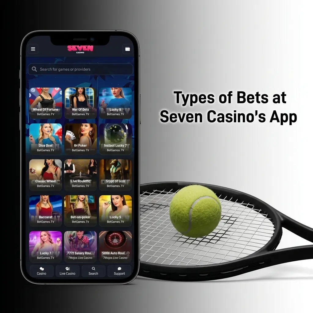Types of bets at Seven Casino app including single, double, treble, accumulator, and system bets like Trixie and Yankee